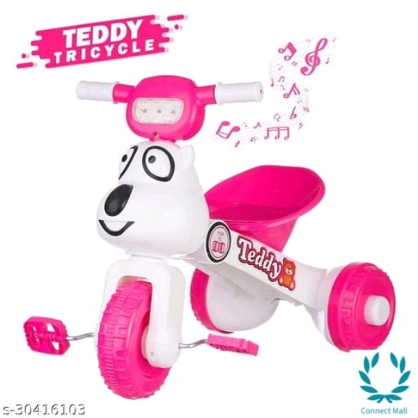 NHR Teddy Foldable Tricycle with Backrest Seat for Boys and Girls - 3 Years Kids, Pink, Plastic, Tricyle For Kids, Multipack:1